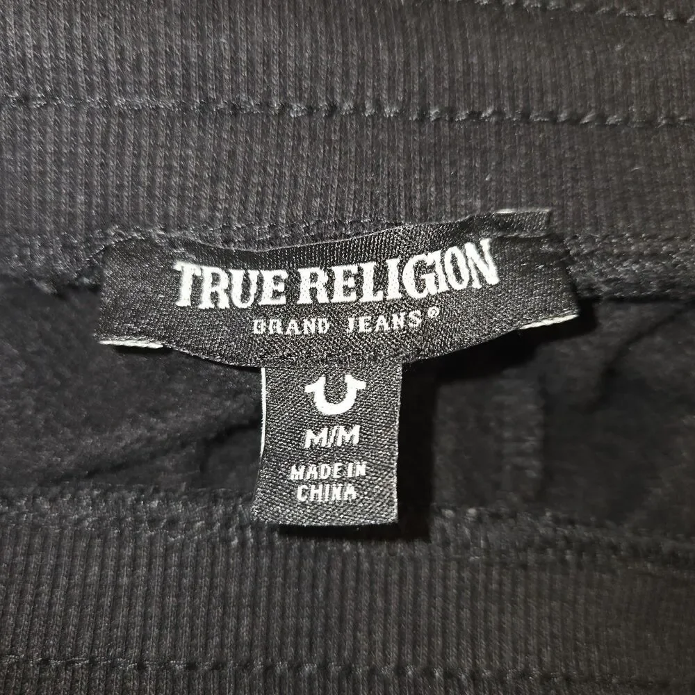 True Religion Utopia Bball Sweat Shorts Black Yellow Mint Logo Size M